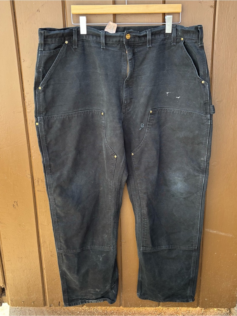 Carhartt Black Loose Duck Pants 44x32 Double Front Knee BO1 BLK Union Made USA